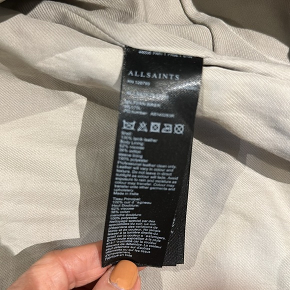 ALL SAINTS leather jacket- size 4.  Medium putty color-warm gray. - Picture 10 of 10